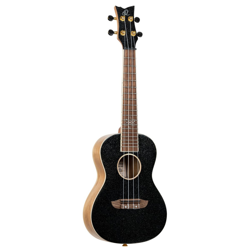 Ortega RUEL-MBK Element Series Concert Ukulele 4 String - Spruce / Catalpa Metallic Black + Bag