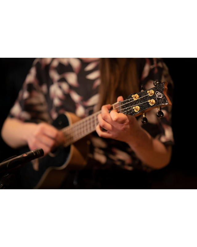 Ortega RUEL-MBK Element Series Concert Ukulele 4 String - Spruce / Catalpa Metallic Black + Bag