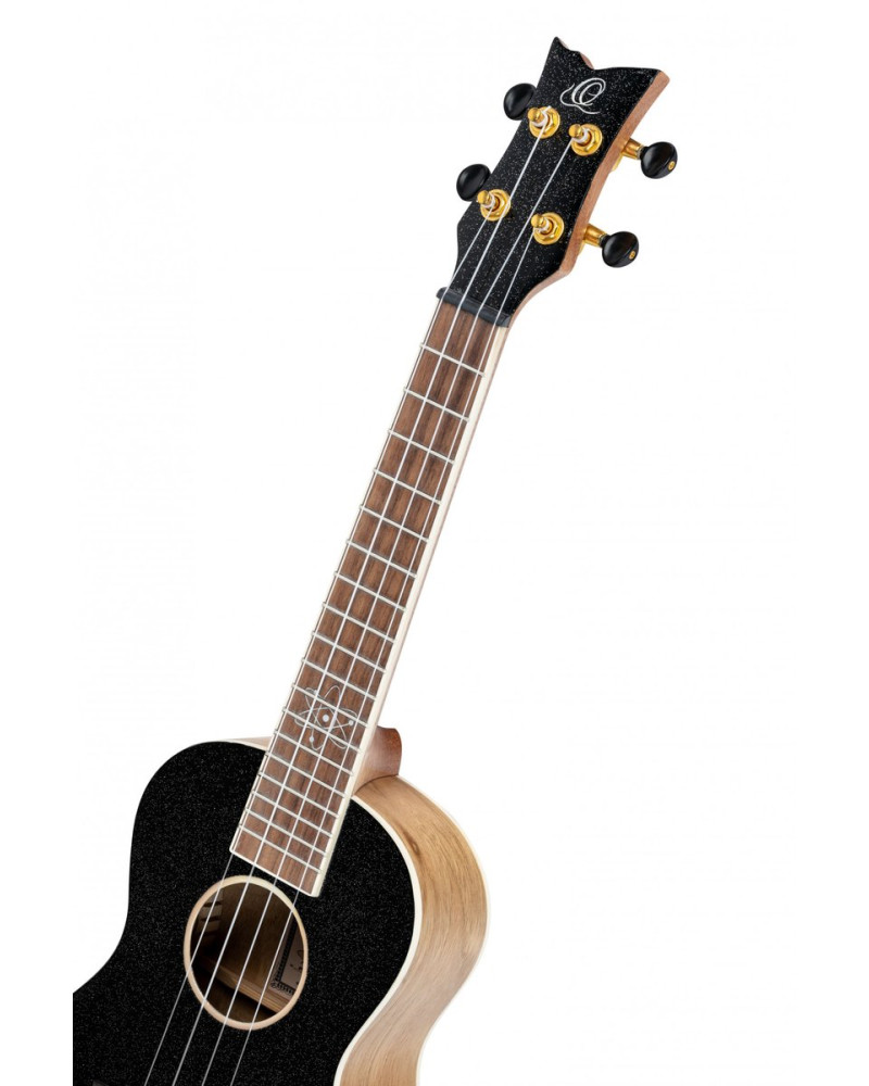 Ortega RUEL-MBK Element Series Concert Ukulele 4 String - Spruce / Catalpa Metallic Black + Bag