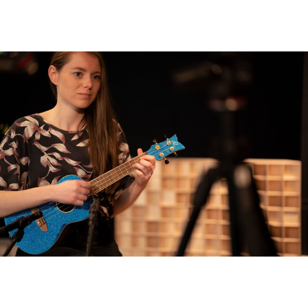 Ortega RUEL-MBL Element Series Concert Ukulele 4 String - Spruce / Catalpa Metallic Blue + Bag