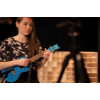 Ortega RUEL-MBL Element Series Concert Ukulele 4 String - Spruce / Catalpa Metallic Blue + Bag
