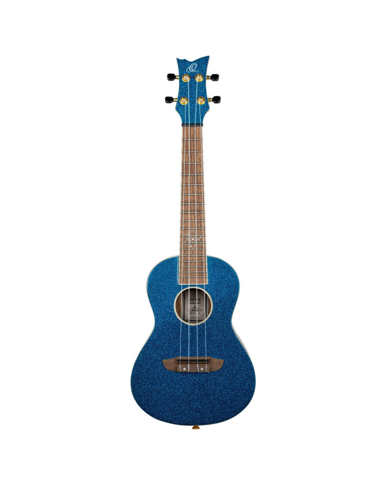 Ortega RUEL-MBL Element Series Concert Ukulele 4 String - Spruce / Catalpa Metallic Blue + Bag