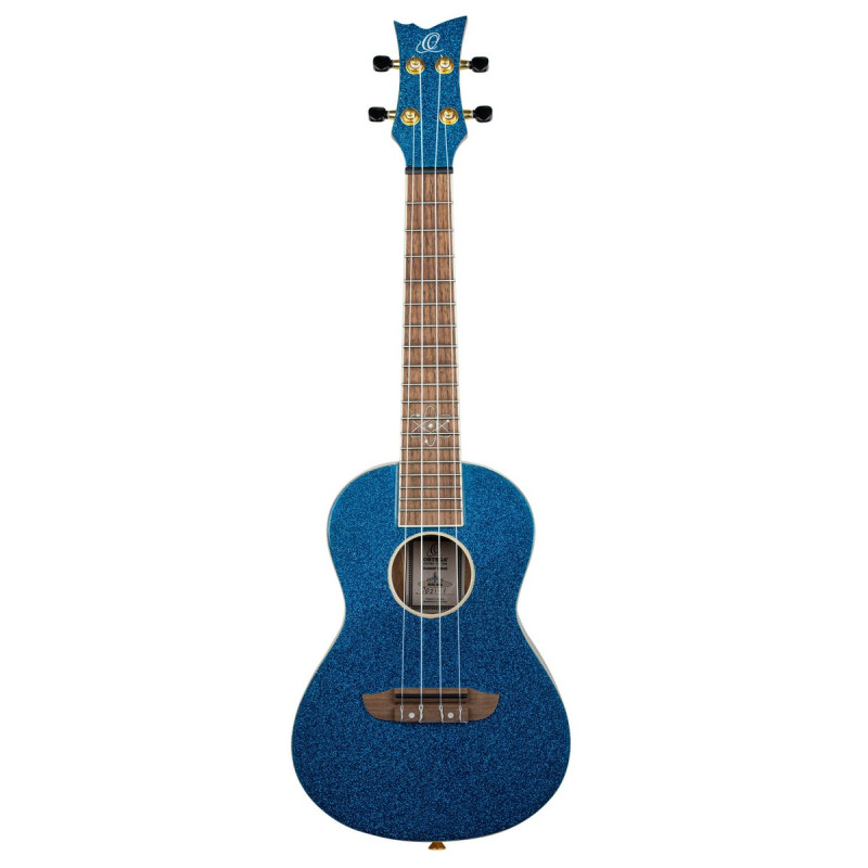 Ortega RUEL-MBL Element Series Concert Ukulele 4 String - Spruce / Catalpa Metallic Blue + Bag