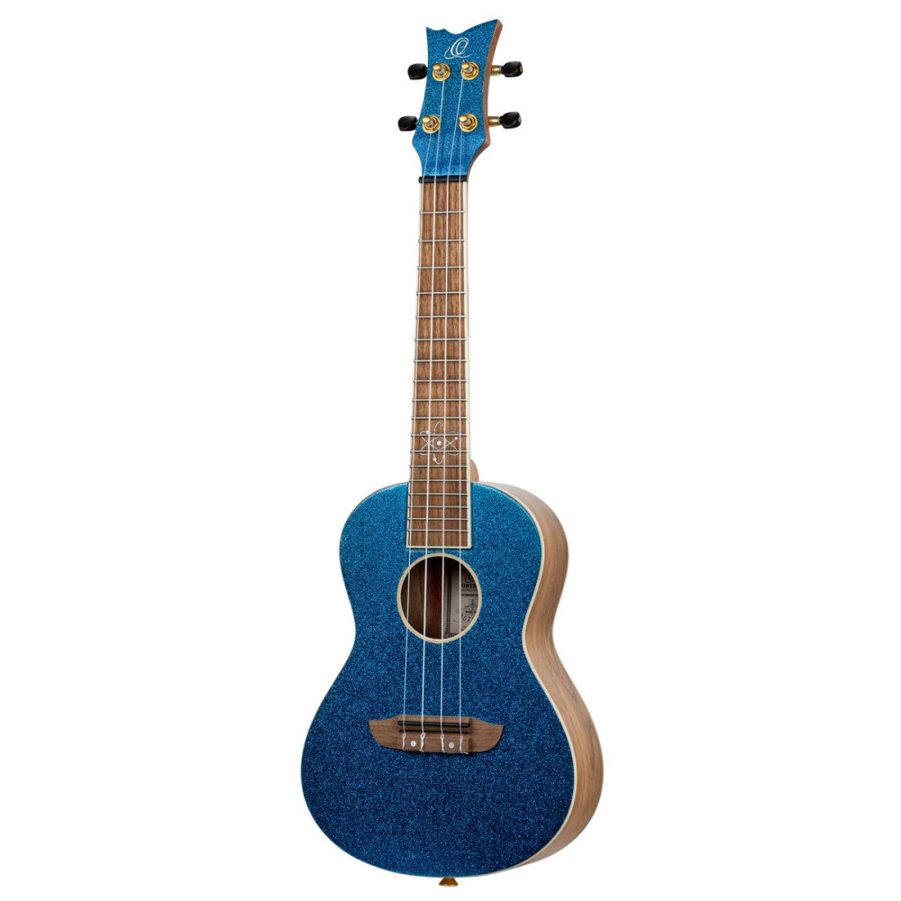 Ortega RUEL-MBL Element Series Concert Ukulele 4 String - Spruce / Catalpa Metallic Blue + Bag