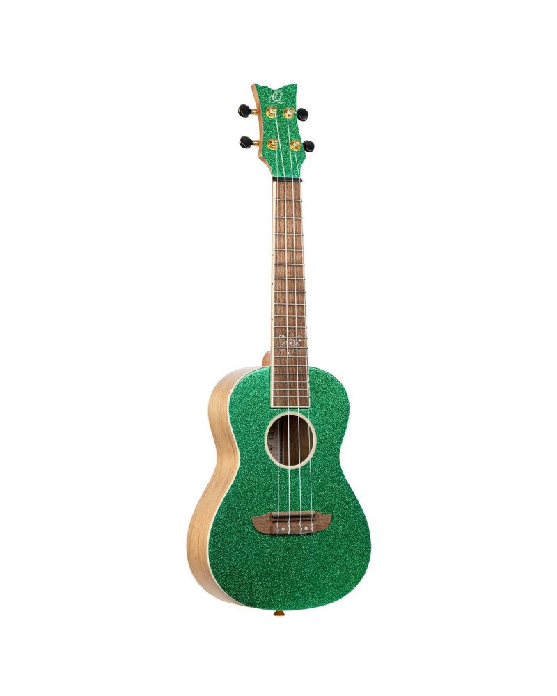 Ortega RUEL-MGR Element Series Concert Ukulele 4 String - Spruce / Catalpa Metallic Green + Bag