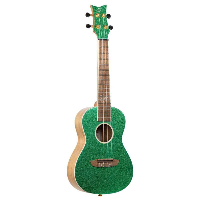 Ortega RUEL-MGR Element Series Concert Ukulele 4 String - Spruce / Catalpa Metallic Green + Bag