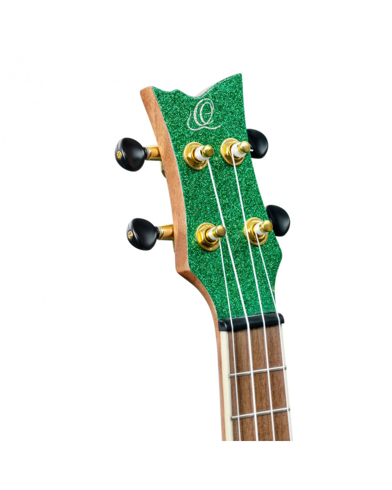 Ortega RUEL-MGR Element Series Concert Ukulele 4 String - Spruce / Catalpa Metallic Green + Bag