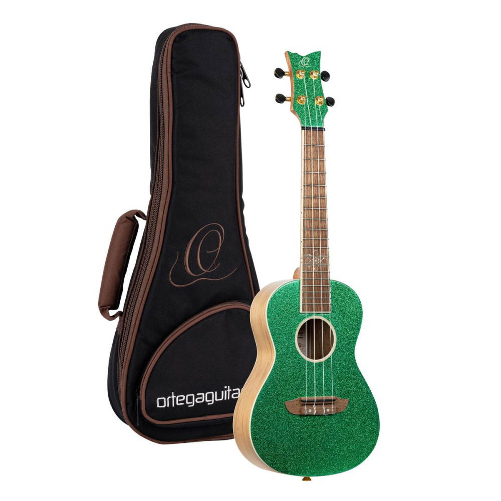 Ortega RUEL-MGR Element Series Concert Ukulele 4 String - Spruce / Catalpa Metallic Green + Bag