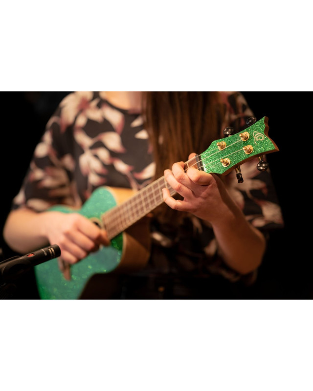Ortega RUEL-MGR Element Series Concert Ukulele 4 String - Spruce / Catalpa Metallic Green + Bag