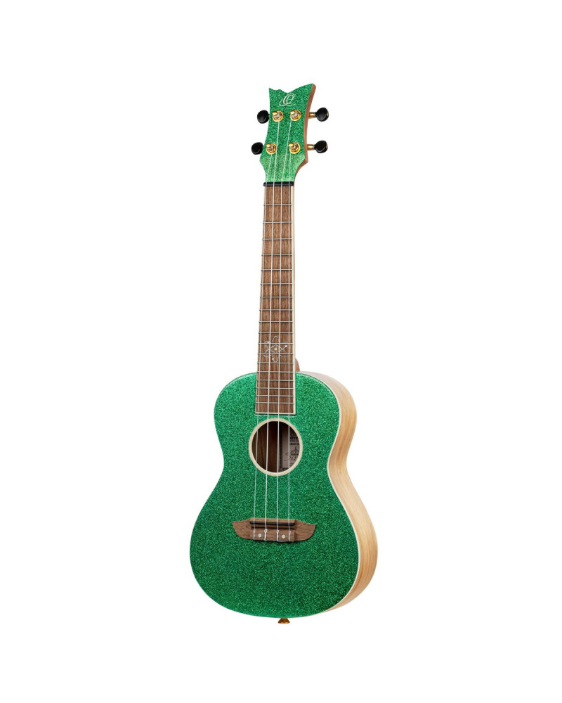 Ortega RUEL-MGR Element Series Concert Ukulele 4 String - Spruce / Catalpa Metallic Green + Bag
