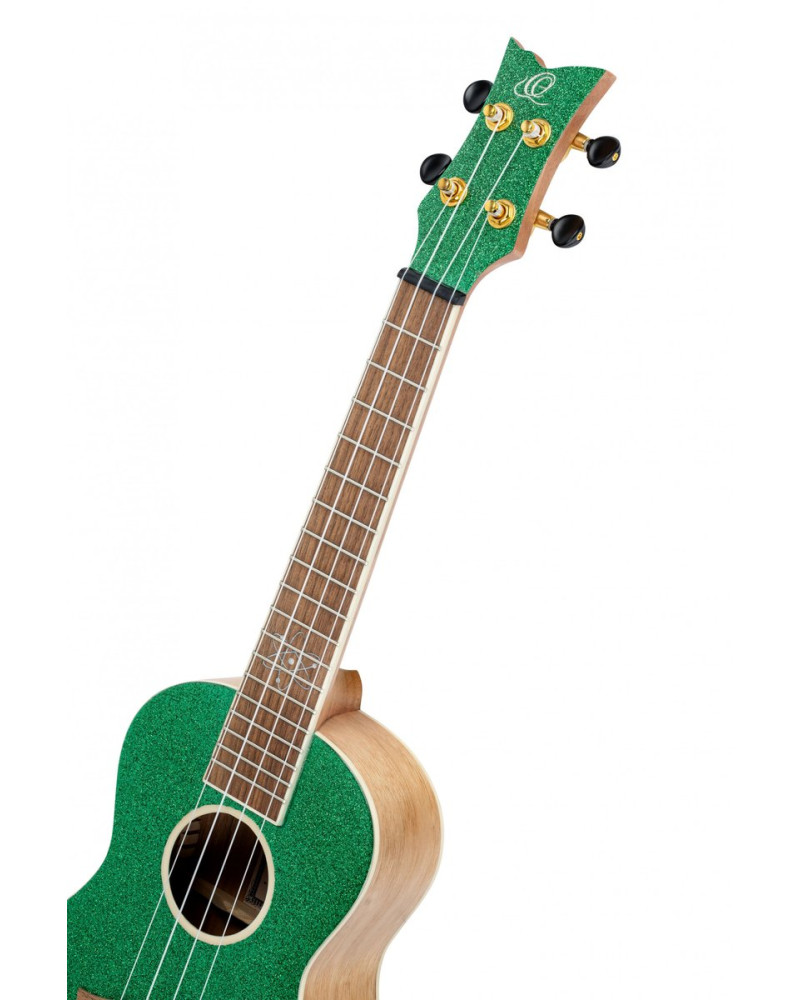 Ortega RUEL-MGR Element Series Concert Ukulele 4 String - Spruce / Catalpa Metallic Green + Bag