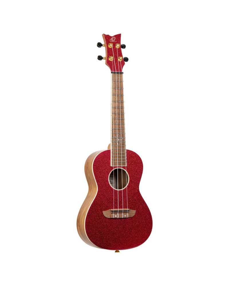 Ortega RUEL-MRD Element Series Concert Ukulele 4 String - Spruce / Catalpa Metallic Red + Bag