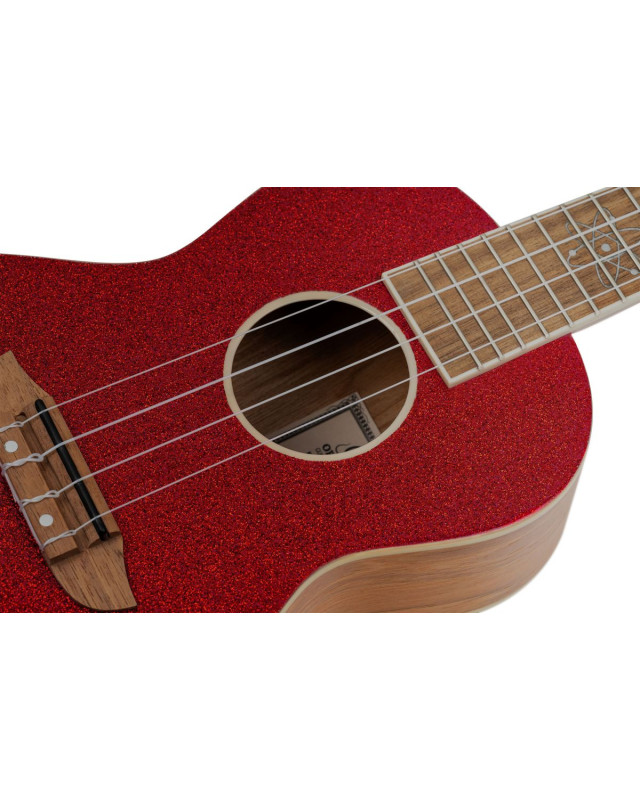 Ortega RUEL-MRD Element Series Concert Ukulele 4 String - Spruce / Catalpa Metallic Red + Bag
