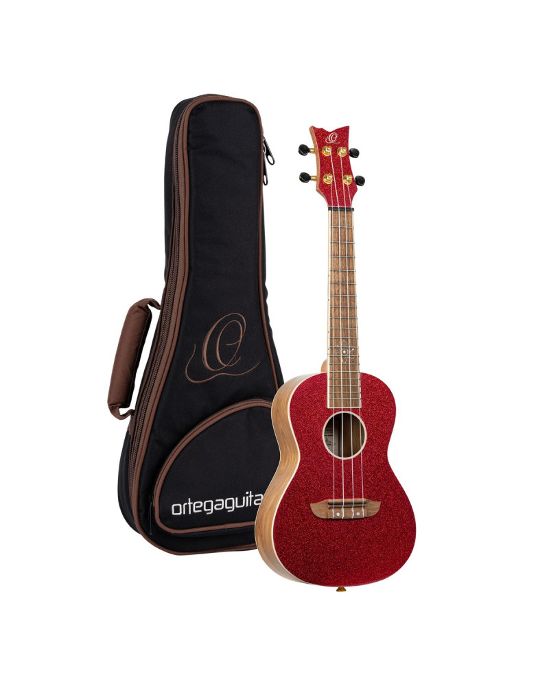 Ortega RUEL-MRD Element Series Concert Ukulele 4 String - Spruce / Catalpa Metallic Red + Bag