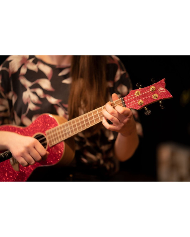 Ortega RUEL-MRD Element Series Concert Ukulele 4 String - Spruce / Catalpa Metallic Red + Bag