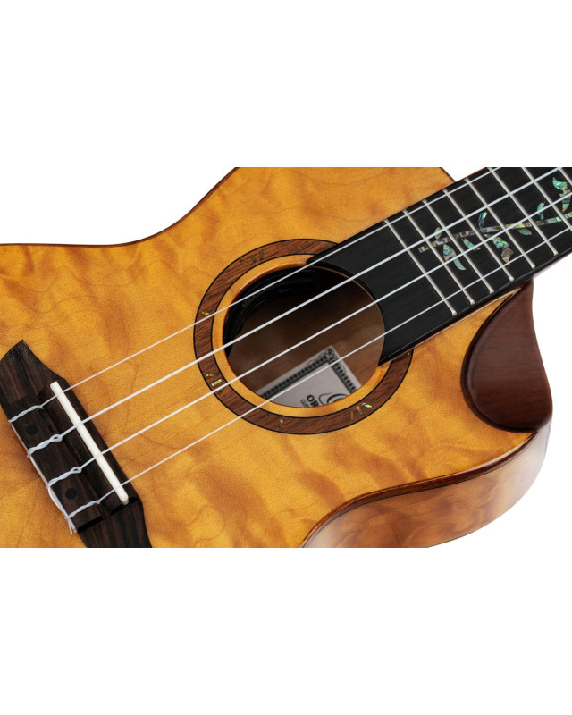 Ortega RUET-QMA Elite Series Concert Ukulele 4 String - Quilted Maple Natural + Bag