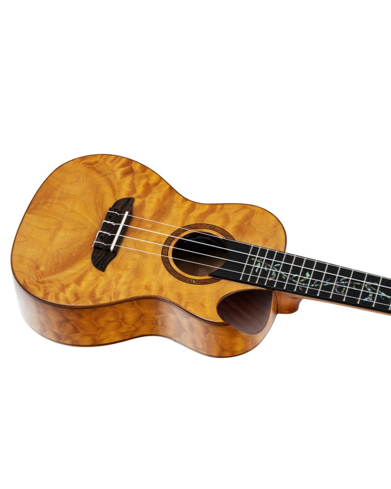 Ortega RUET-QMA Elite Series Concert Ukulele 4 String - Quilted Maple Natural + Bag