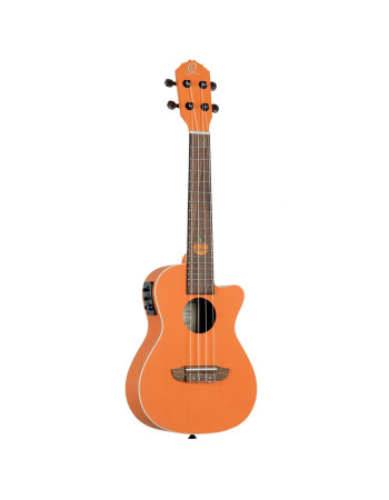 Ortega RUHWCE Custom Built Series Halloween Edition Concert Preamp Ukulele 4 String - Pumpkin Orange