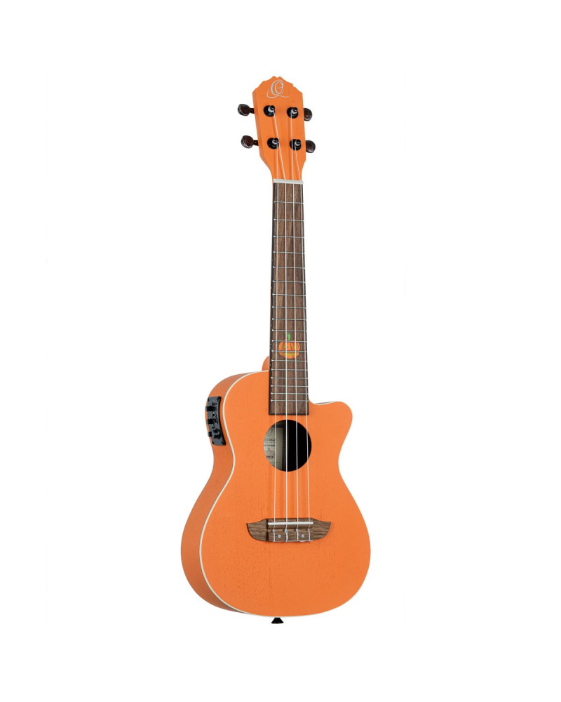 Ortega RUHWCE Custom Built Series Halloween Edition Concert Preamp Ukulele 4 String - Pumpkin Orange