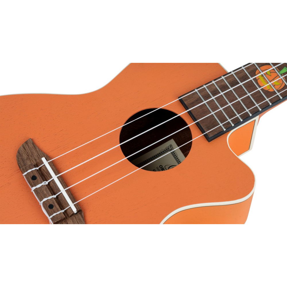 Ortega RUHWCE Custom Built Series Halloween Edition Concert Preamp Ukulele 4 String - Pumpkin Orange