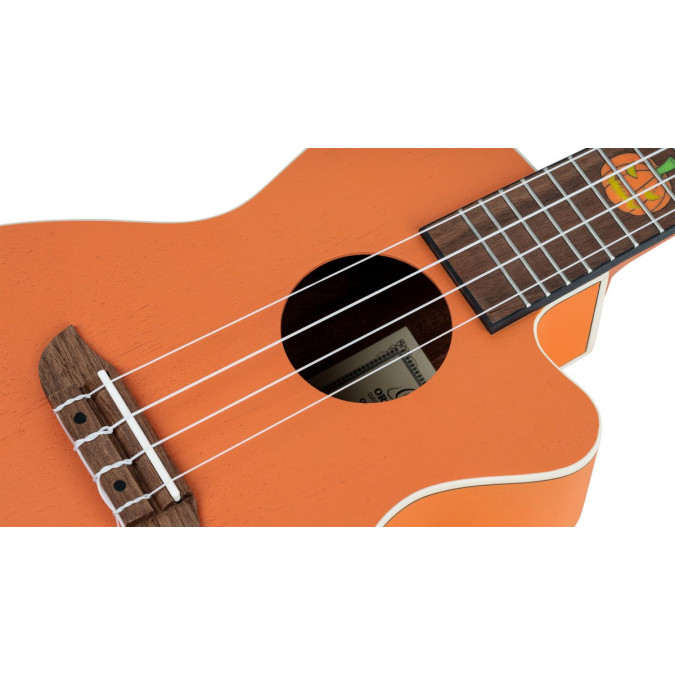 Ortega RUHWCE Custom Built Series Halloween Edition Concert Preamp Ukulele 4 String - Pumpkin Orange