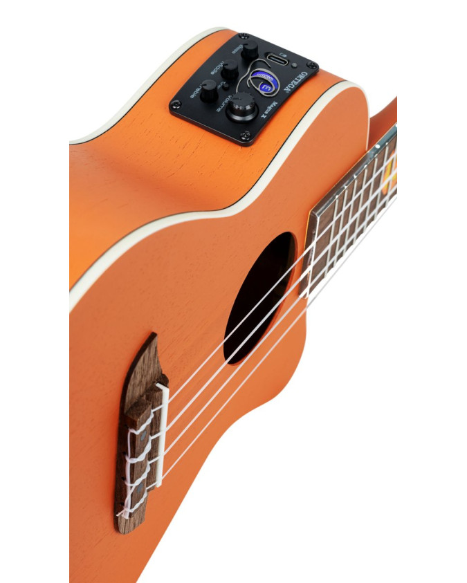 Ortega RUHWCE Custom Built Series Halloween Edition Concert Preamp Ukulele 4 String - Pumpkin Orange