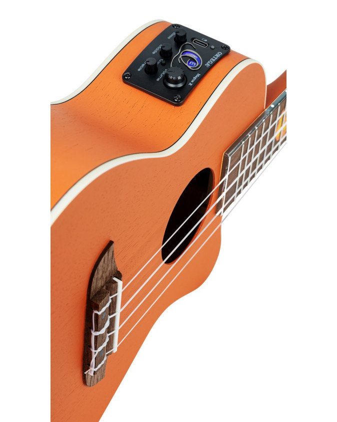 Ortega RUHWCE Custom Built Series Halloween Edition Concert Preamp Ukulele 4 String - Pumpkin Orange