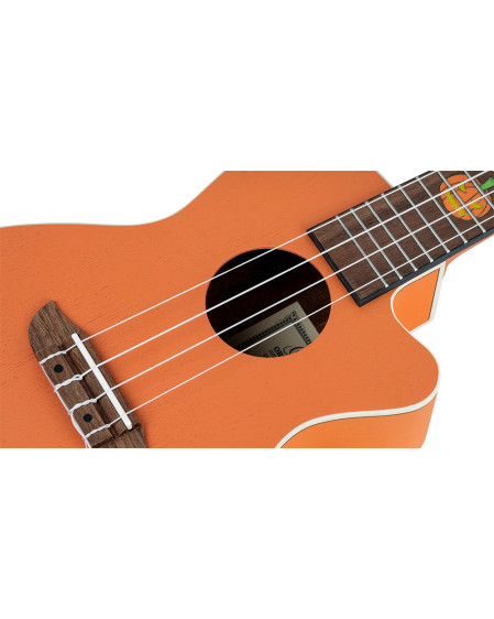 Ortega RUHWCE Custom Built Series Halloween Edition Concert Preamp Ukulele 4 String - Pumpkin Orange