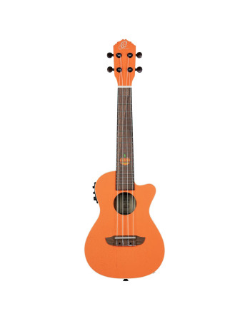 Ortega RUHWCE Custom Built Series Halloween Edition Concert Preamp Ukulele 4 String - Pumpkin Orange