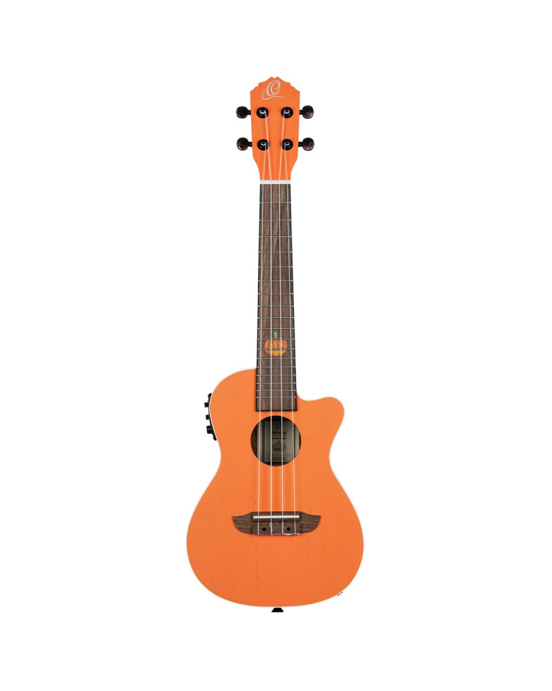 Ortega RUHWCE Custom Built Series Halloween Edition Concert Preamp Ukulele 4 String - Pumpkin Orange