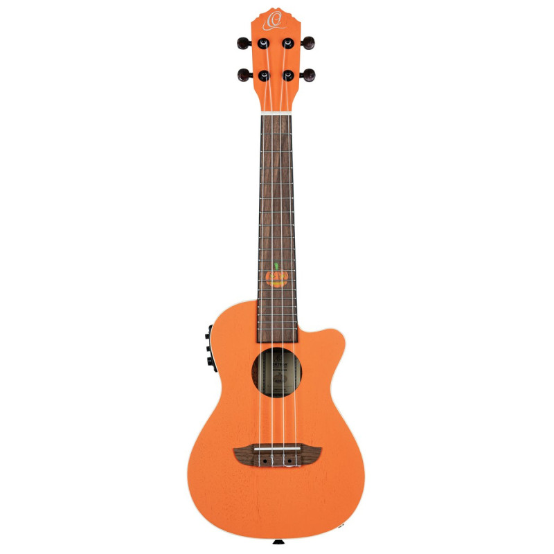 Ortega RUHWCE Custom Built Series Halloween Edition Concert Preamp Ukulele 4 String - Pumpkin Orange