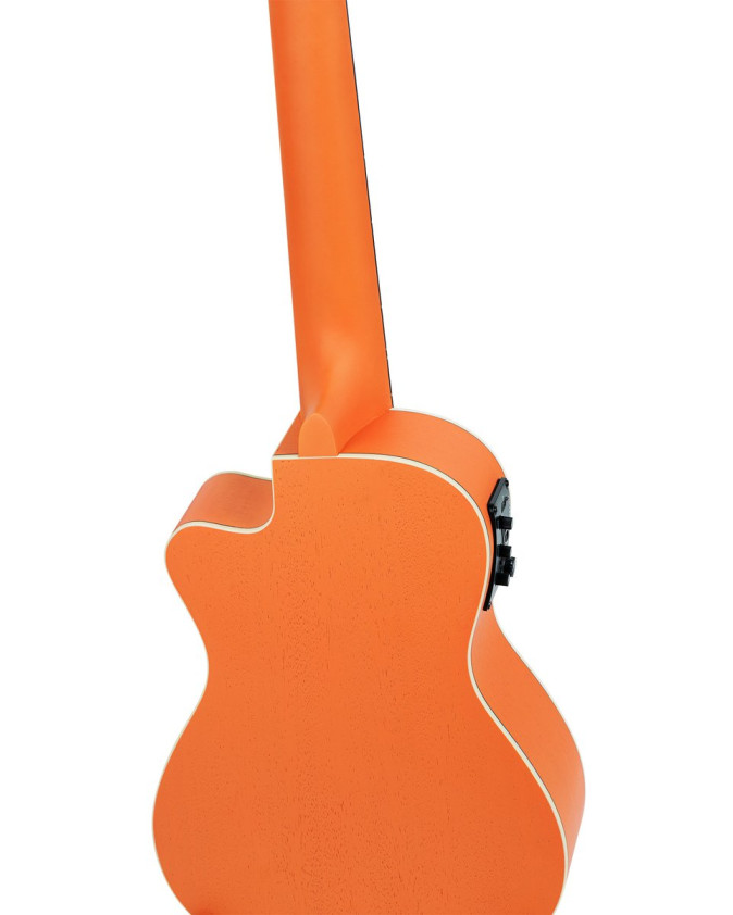 Ortega RUHWCE Custom Built Series Halloween Edition Concert Preamp Ukulele 4 String - Pumpkin Orange