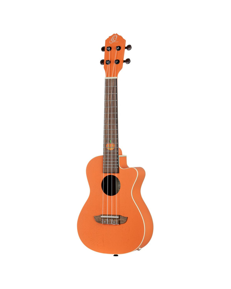 Ortega RUHWCE Custom Built Series Halloween Edition Concert Preamp Ukulele 4 String - Pumpkin Orange