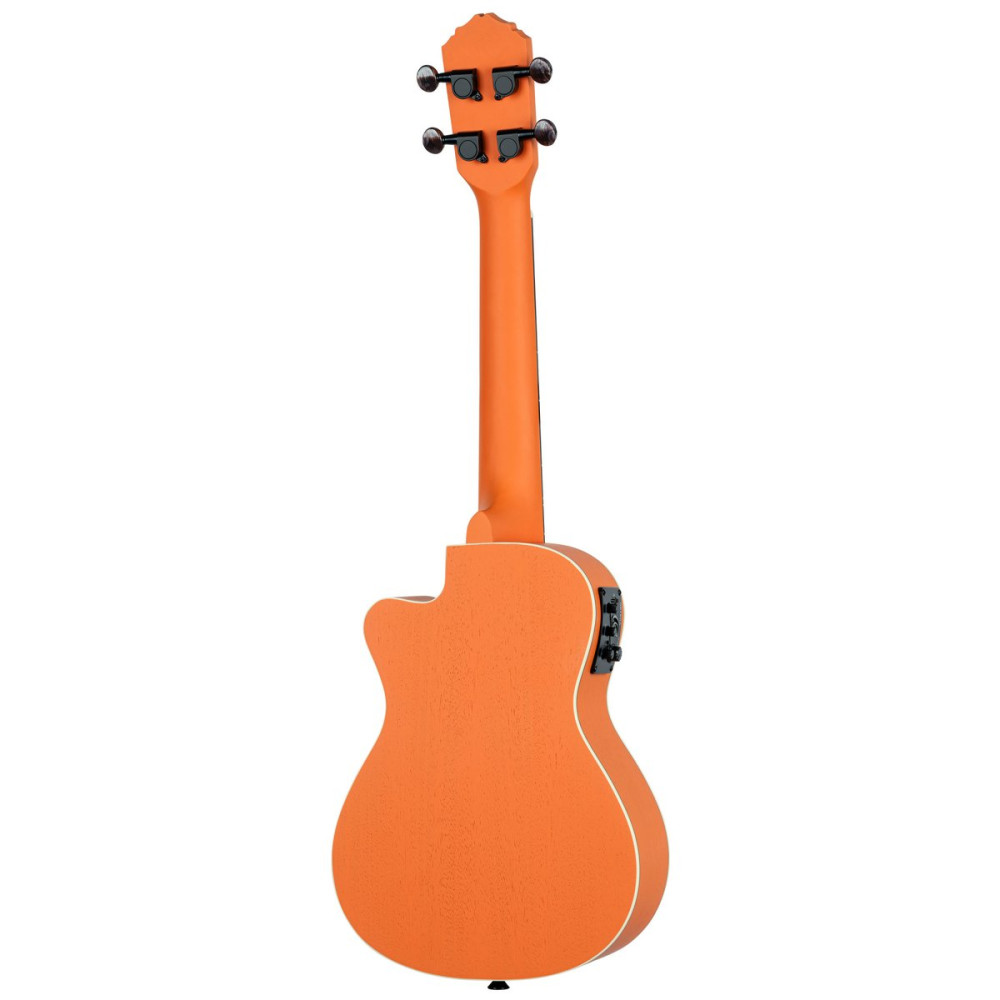 Ortega RUHWCE Custom Built Series Halloween Edition Concert Preamp Ukulele 4 String - Pumpkin Orange