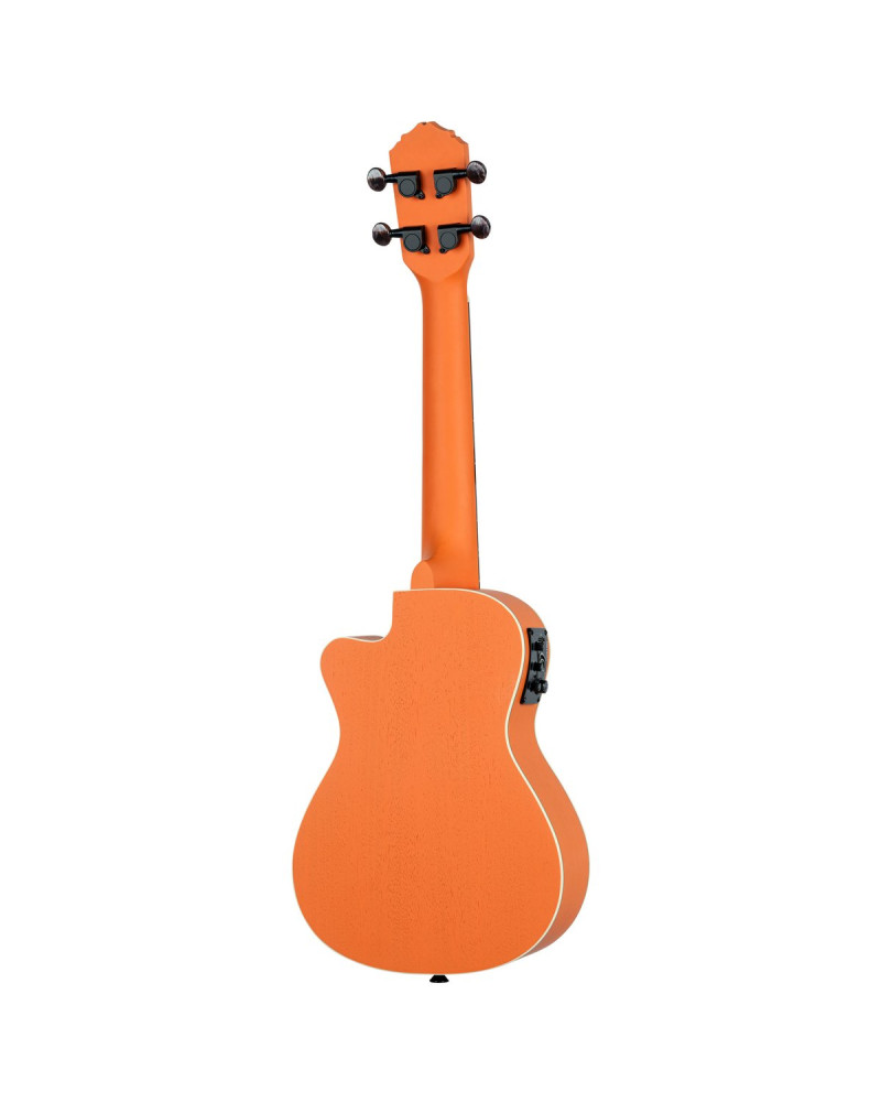 Ortega RUHWCE Custom Built Series Halloween Edition Concert Preamp Ukulele 4 String - Pumpkin Orange
