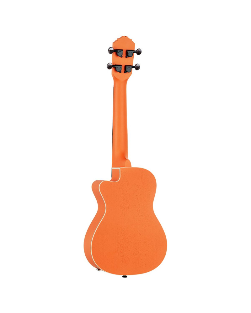 Ortega RUHWCE Custom Built Series Halloween Edition Concert Preamp Ukulele 4 String - Pumpkin Orange