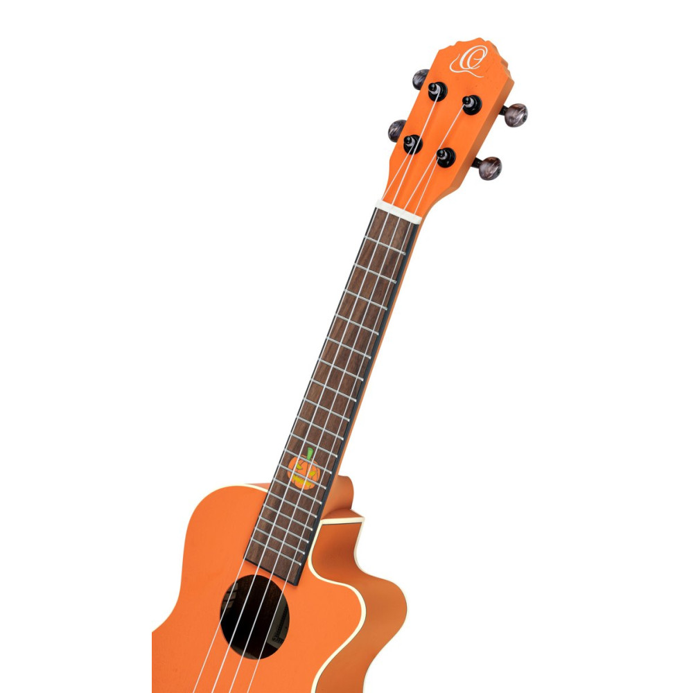 Ortega RUHWCE Custom Built Series Halloween Edition Concert Preamp Ukulele 4 String - Pumpkin Orange