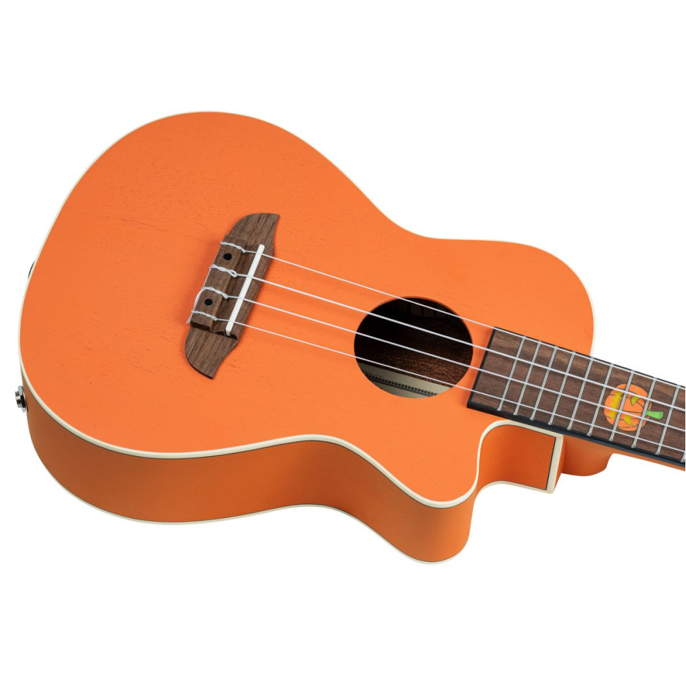 Ortega RUHWCE Custom Built Series Halloween Edition Concert Preamp Ukulele 4 String - Pumpkin Orange