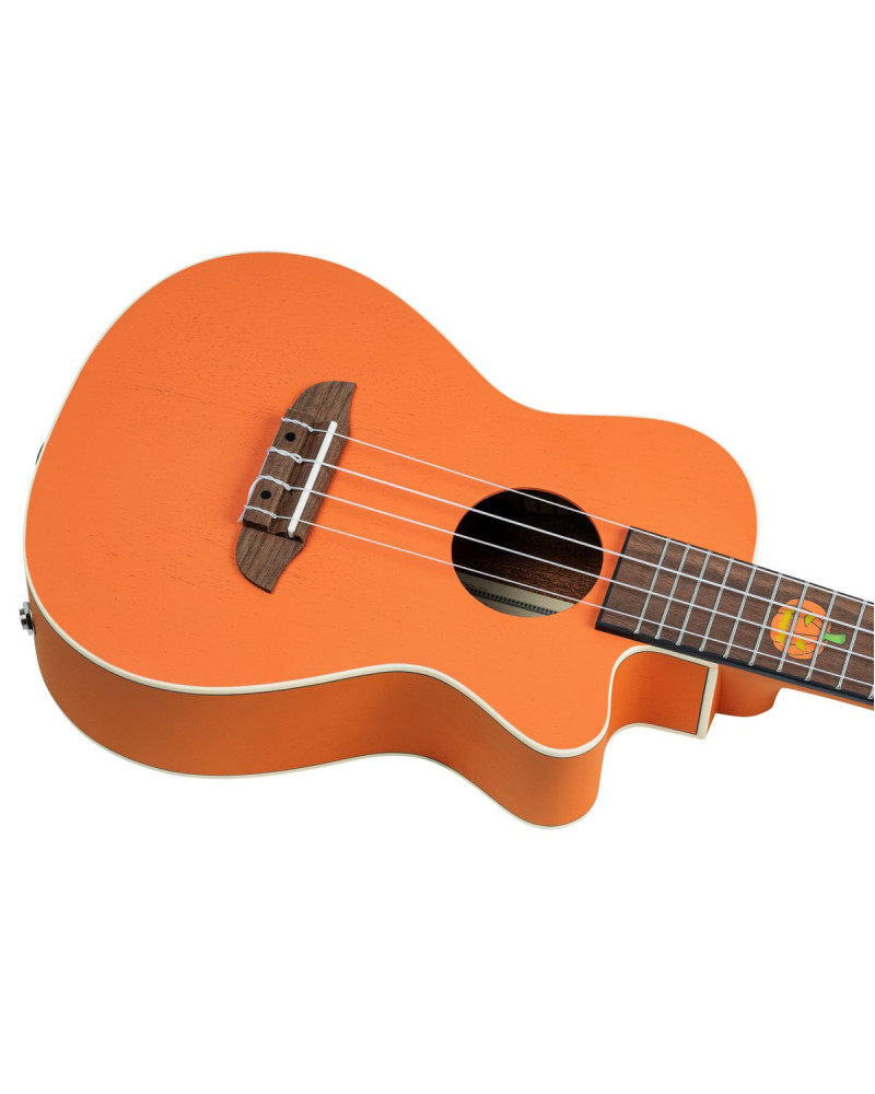 Ortega RUHWCE Custom Built Series Halloween Edition Concert Preamp Ukulele 4 String - Pumpkin Orange