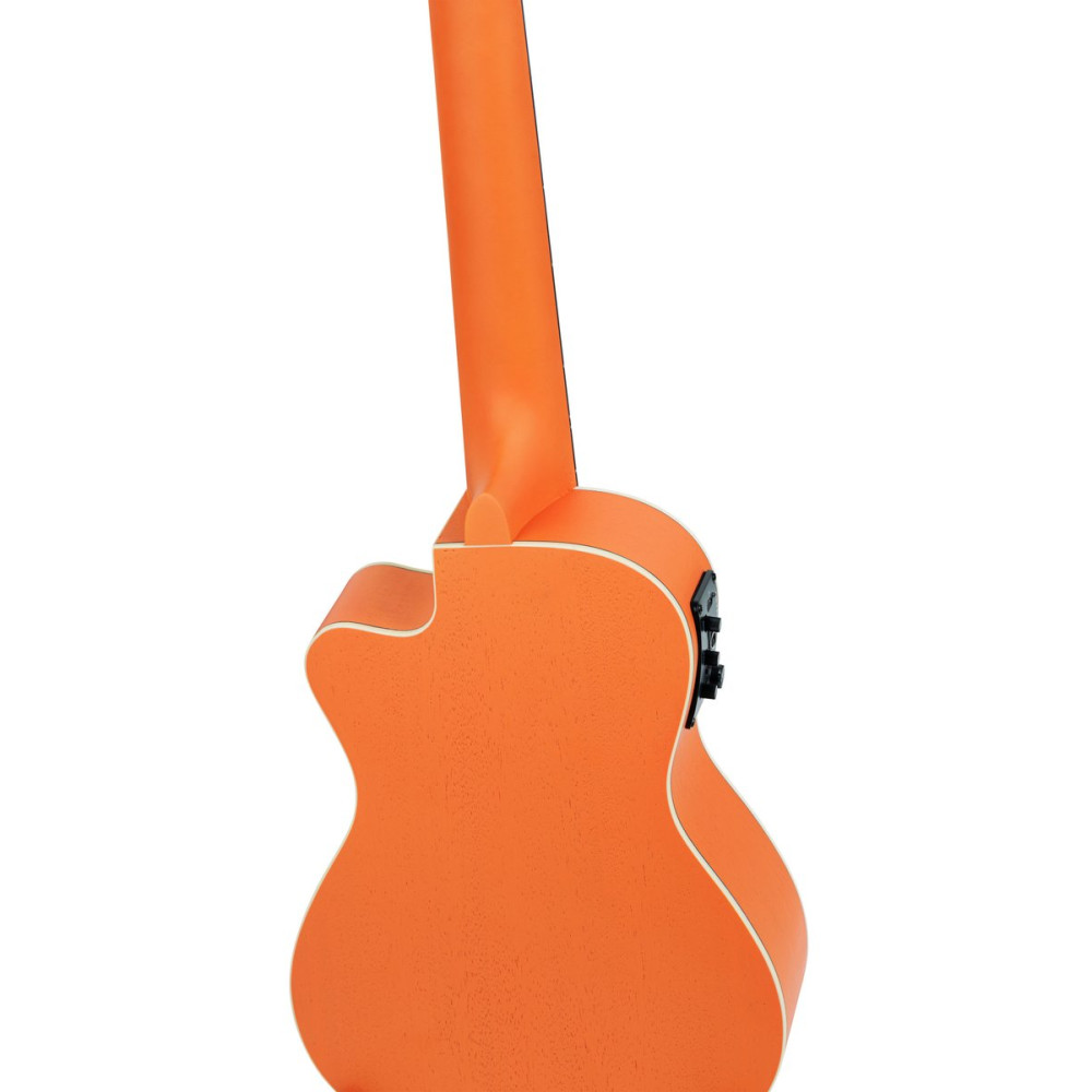 Ortega RUHWCE Custom Built Series Halloween Edition Concert Preamp Ukulele 4 String - Pumpkin Orange