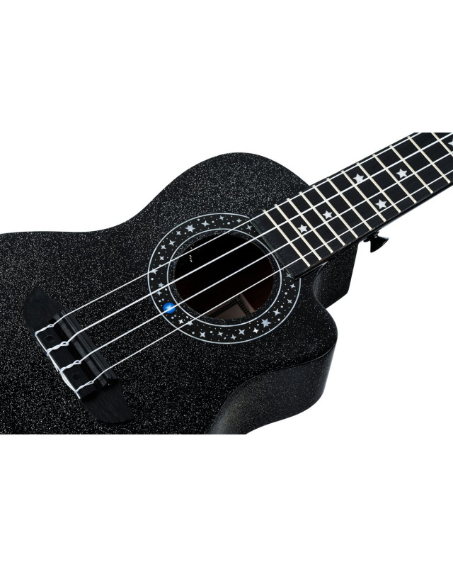 Ortega RUHZ-CE-STAR Horizon Series Concert Ukulele 4 String - Black Sparkle + Bag
