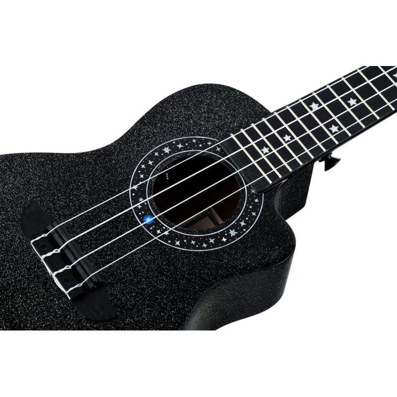 Ortega RUHZ-CE-STAR Horizon Series Concert Ukulele 4 String - Black Sparkle + Bag