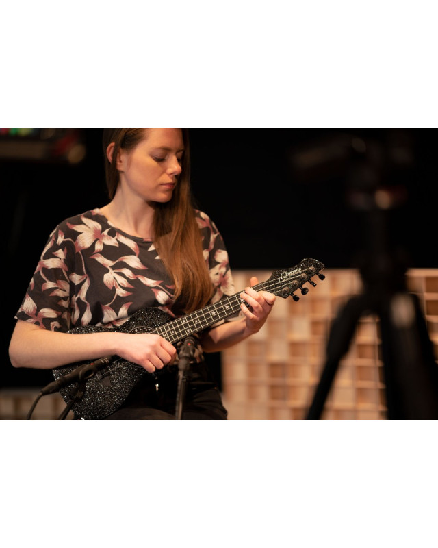 Ortega RUHZ-CE-STAR Horizon Series Concert Ukulele 4 String - Black Sparkle + Bag