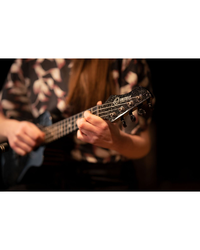 Ortega RUHZ-CE-STAR Horizon Series Concert Ukulele 4 String - Black Sparkle + Bag
