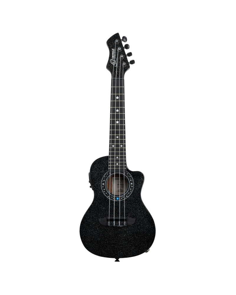 Ortega RUHZ-CE-STAR Horizon Series Concert Ukulele 4 String - Black Sparkle + Bag