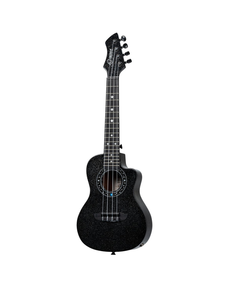 Ortega RUHZ-CE-STAR Horizon Series Concert Ukulele 4 String - Black Sparkle + Bag