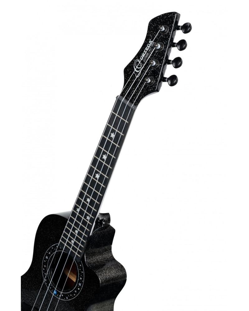 Ortega RUHZ-CE-STAR Horizon Series Concert Ukulele 4 String - Black Sparkle + Bag