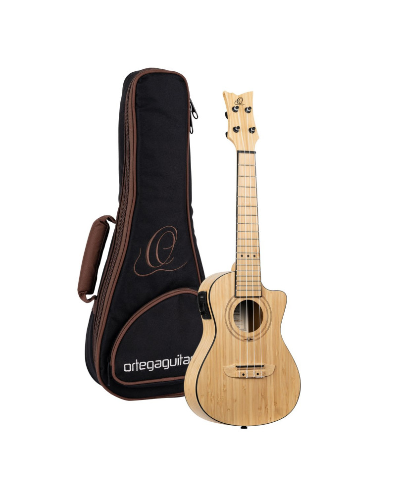 Ortega RUNAB-CC Bamboo Series Concert Ukulele 4 String - Solid Bamboo Natural + Bag