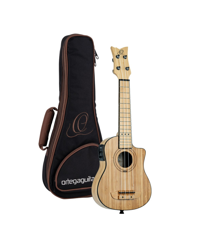 Ortega RUNAB-SO Bamboo Series Soprano Ukulele 4 String - Solid Bamboo Natural + Bag