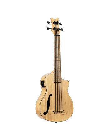 Ortega RUNAB-UB Bamboo Series Short Scale Uke Bass 4 String - Solid Bamboo + Bag